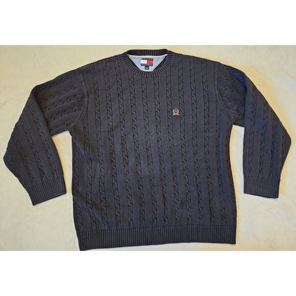 Tommy Hilfiger Mens Sweater Size XXL Blue Cable Knit Pullover 100% Cotton - Picture 1 of 10